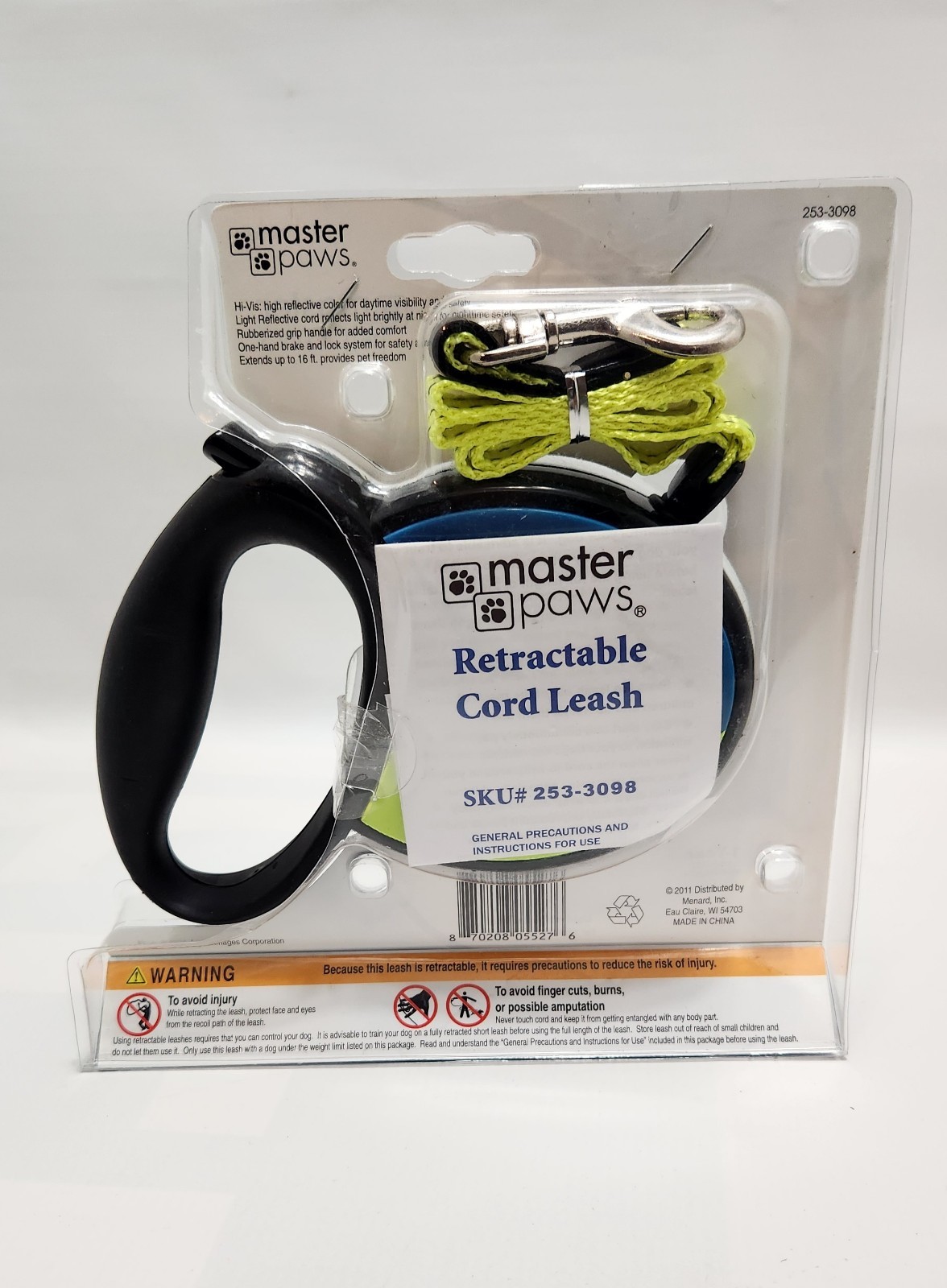 Master Pows 16ft Retractable Cord Leash Light Reflective, Medium Up to 44 Lbs