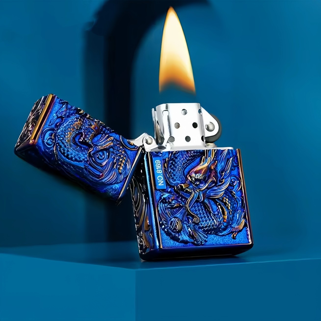 ZORRO Dragon Phoenix Engraved Heavy Armor Windproof Kerosene Lighter Gift Box