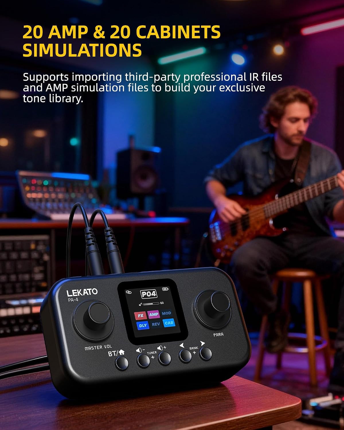 LEKATO Desktop Multi Guitar Effects with 6 Modules, 80 Presets, 20 Amp Modeling