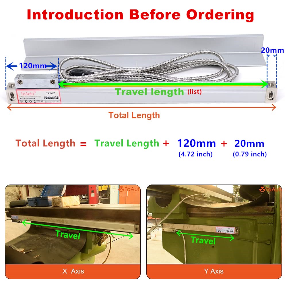14" 26" Linear Scale w/ DRO 2 Axis Digital Readout Encoder for CNC Lathe Milling