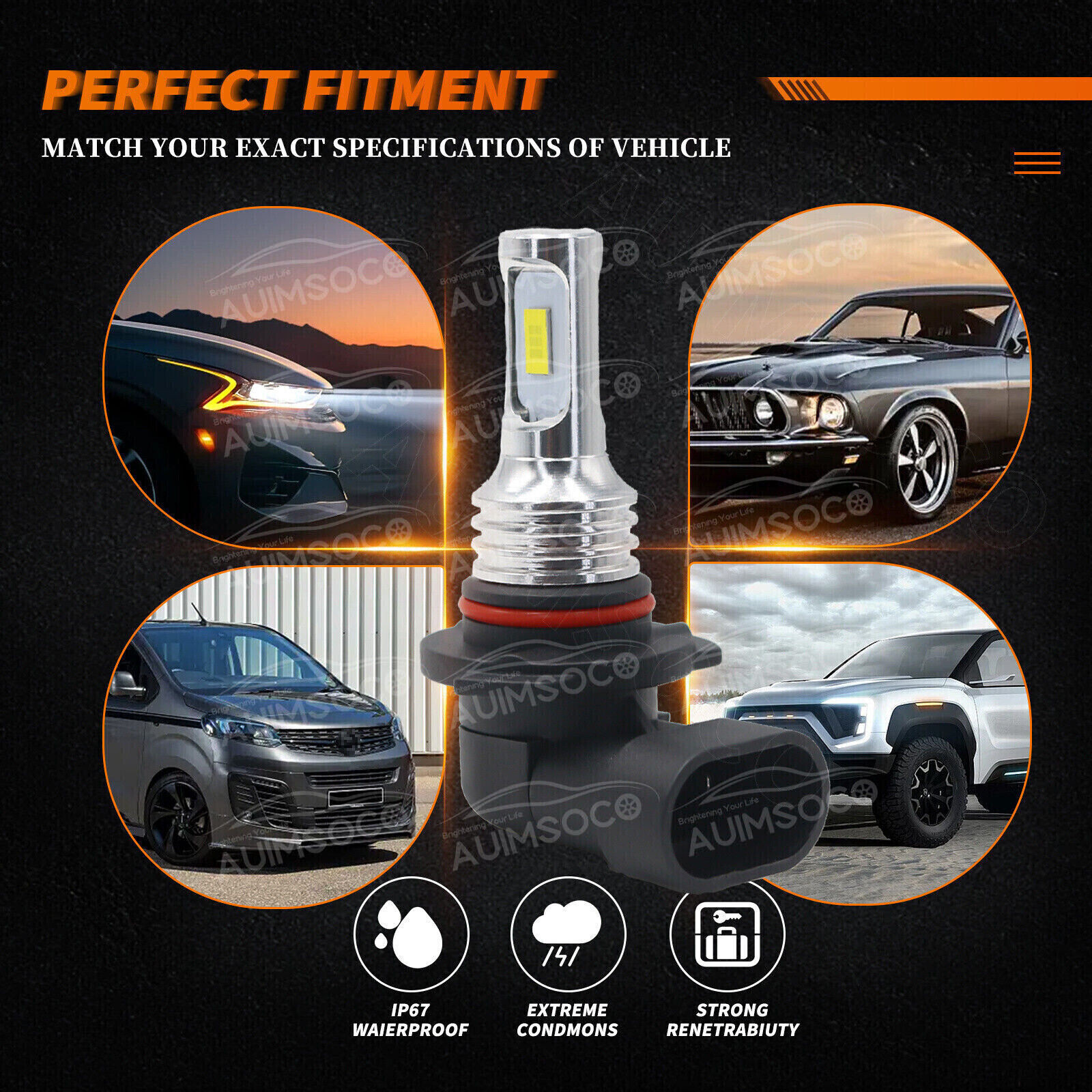 LED Headlight Bulbs Combo Kit 9005 + H11 High Low Beam 6500K White Super Bright