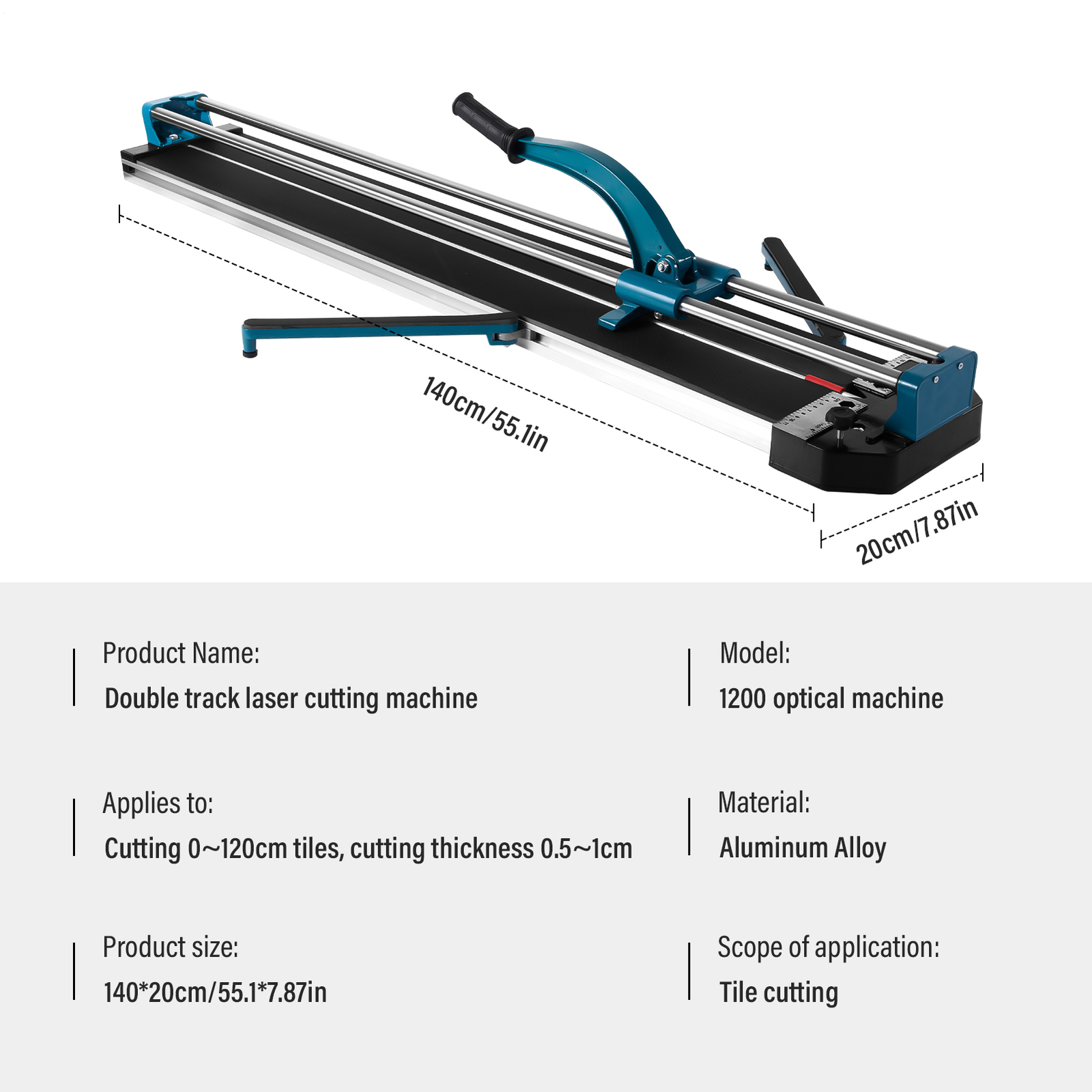 48" Manual Tile Cutter Cutting Machine 1200mm Precise Industrial W/ Laser Guide