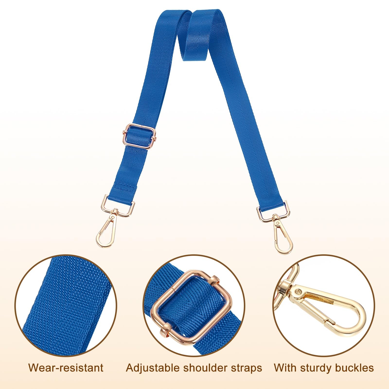 uxcell Wide Shoulder Strap, 2.5cm Adjustable Purse Strap / 0.98", Blue