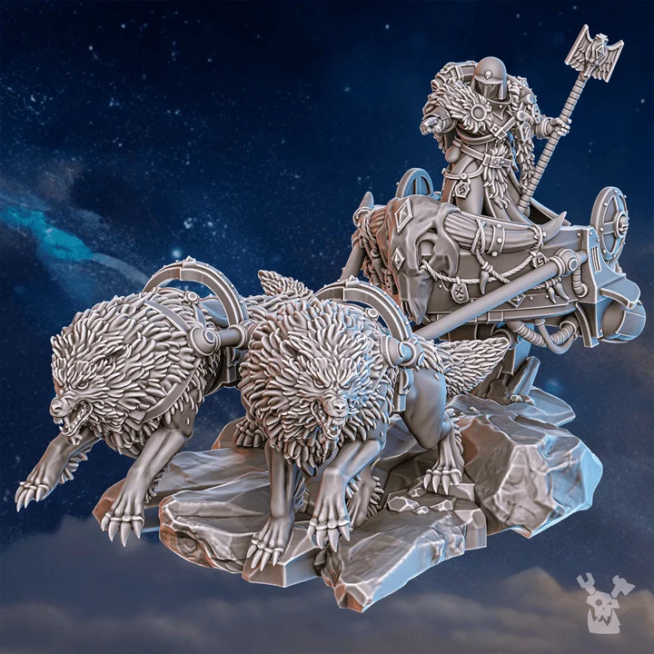 Jarl Arna on Stormchariot - 28mm Heroic Stormpride - Resin Tabletop Miniature