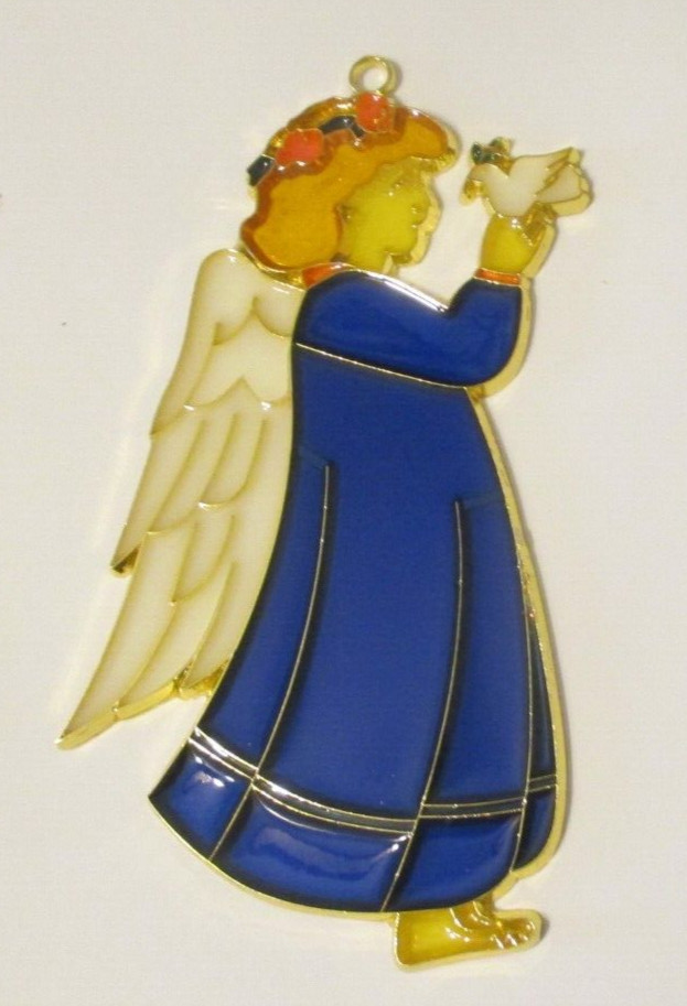 BLUE ANGEL HOLDING A DOVE SUNCATCHER (RELIGIOUS SUNCATCHERS)