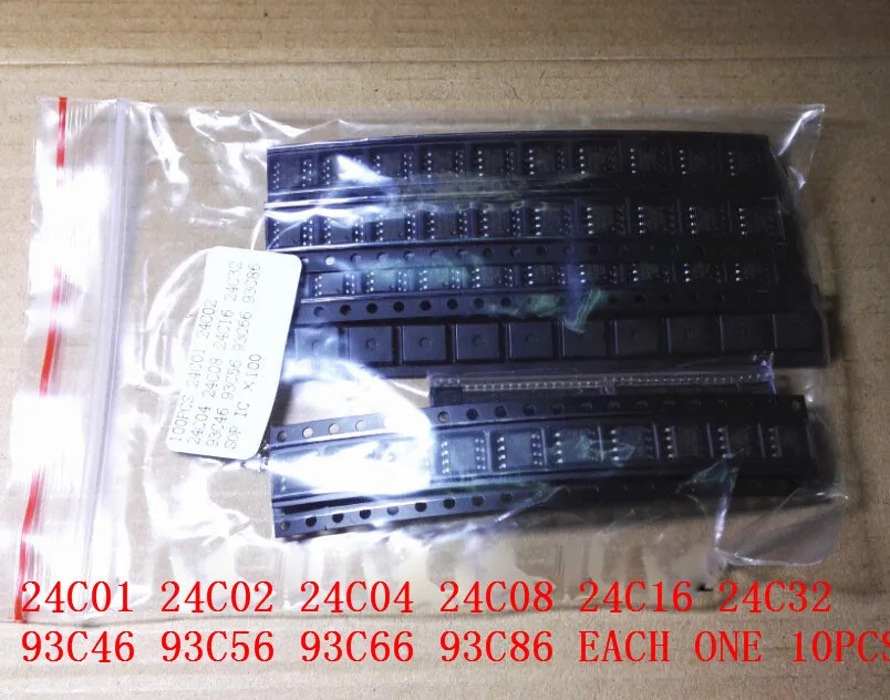 100pcs(10kinds*10pcs) 24C01 24C02 24C04 24C08 24C16 24C32 93C46 93C56 93C66 93C8