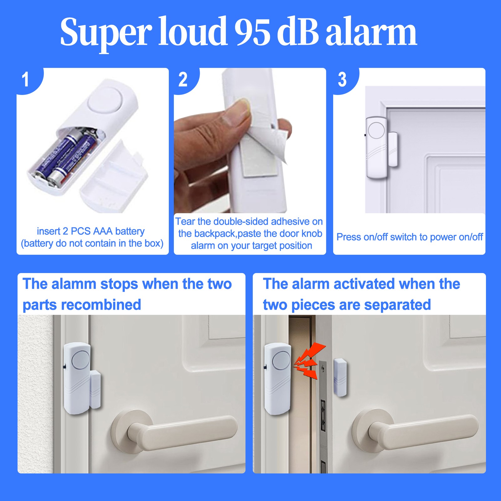 Wireless Window Door Sensor 5PCS 95dB Burglar Security Entry Alert