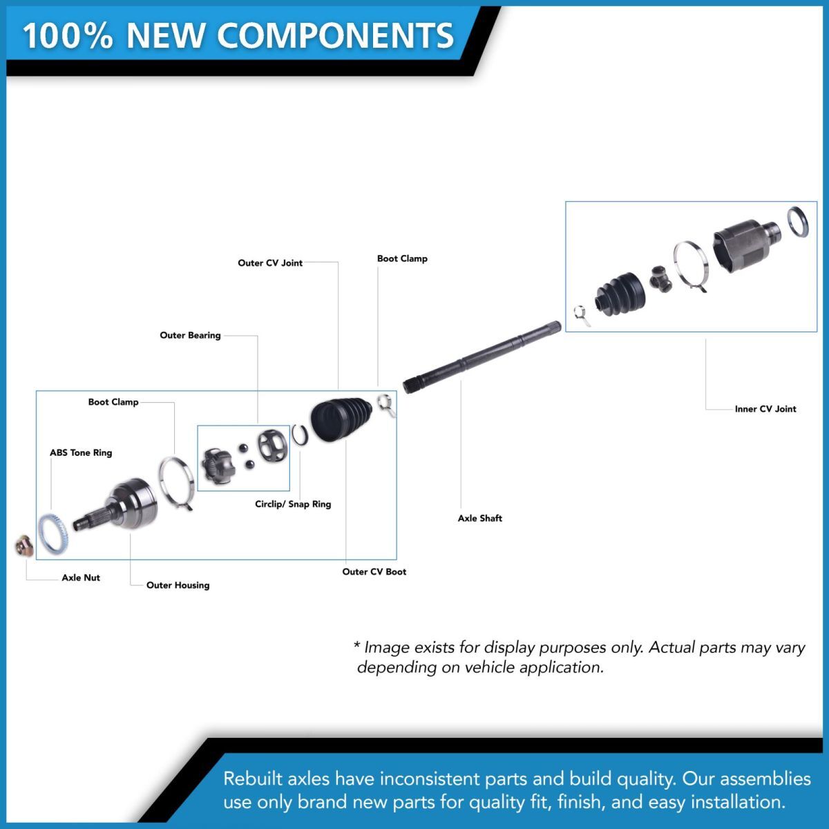 Front Outer CV Axle Shaft Left & Right Pair Set for 90-93 Honda Accord AT