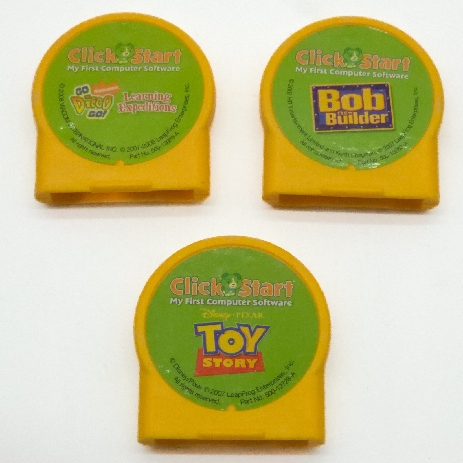 LeapFrog ClickStart Cartridges Lot of 3 2007 Toy Story Bob Builder Go Diego Go