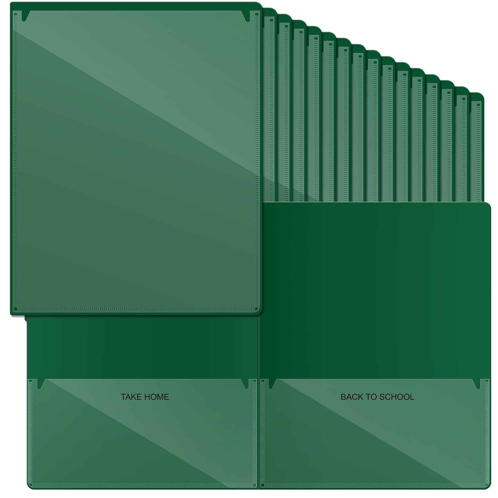 Henoyso 72 Pcs Plastic 2 Pockets Folders - Dark Green