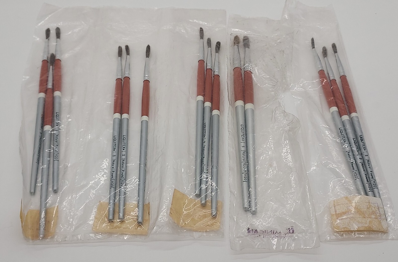 NOS Liquitex 5 Sets (  14 pcs ) Natural Round 1120 Paint Brilushes #3 & #5