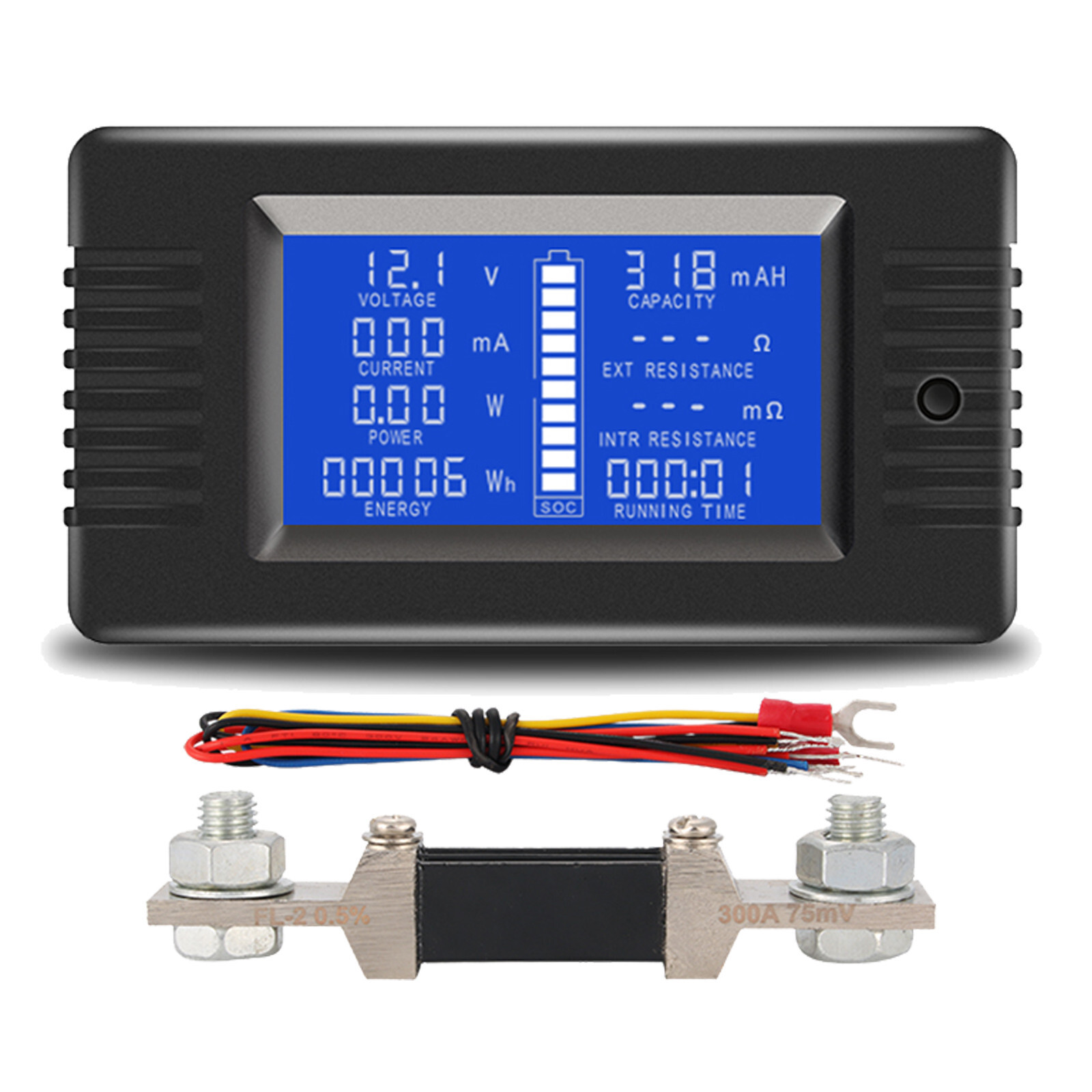 DC Multifunction Battery Monitor Meter 0-200V 0-300A LCD Display Digital Voltage