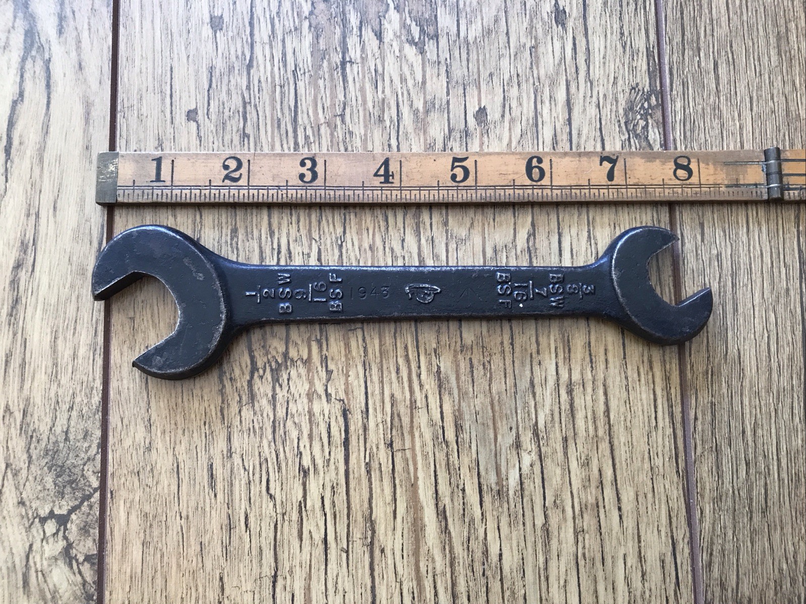 Vintage 1943 Military Issued Snail Brand 1/2” X 3/8” BSW Spanner Classic Car .