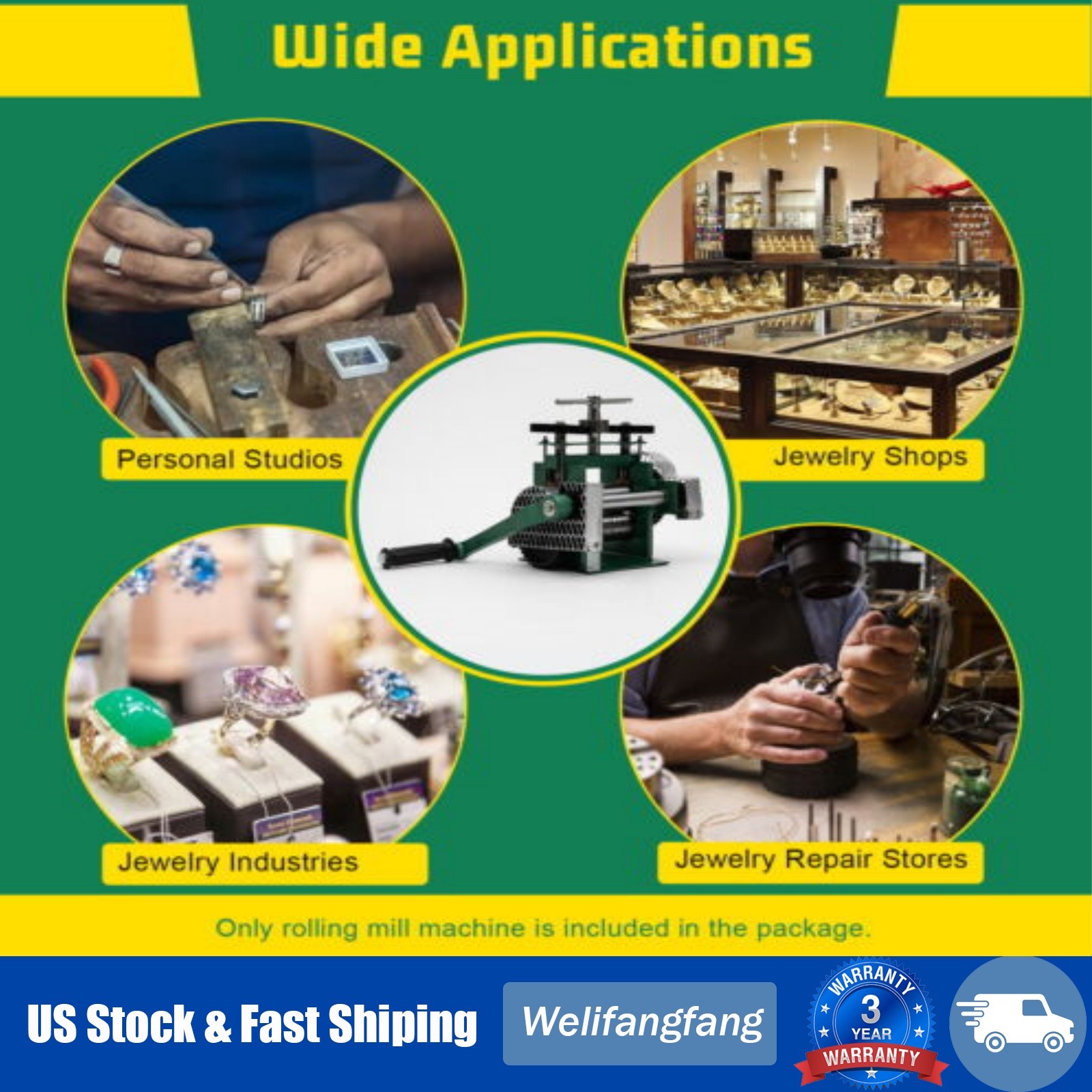 Rolling Mill Machine Rollers Metal Wire Flat Jewelry Tool Manual Combination USA