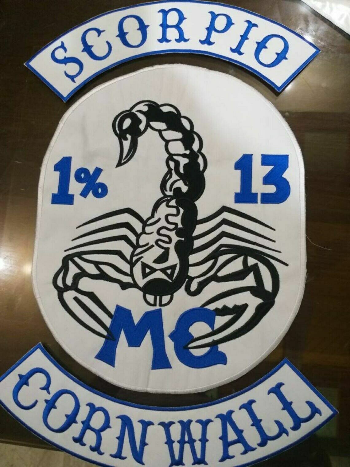 Scorpio Cornwall mc iron on embroidered set