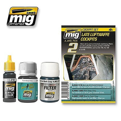 Ammo Late Luftwaffe Cockpit Colors (3) - Hobby and Plastic Model Paint Set