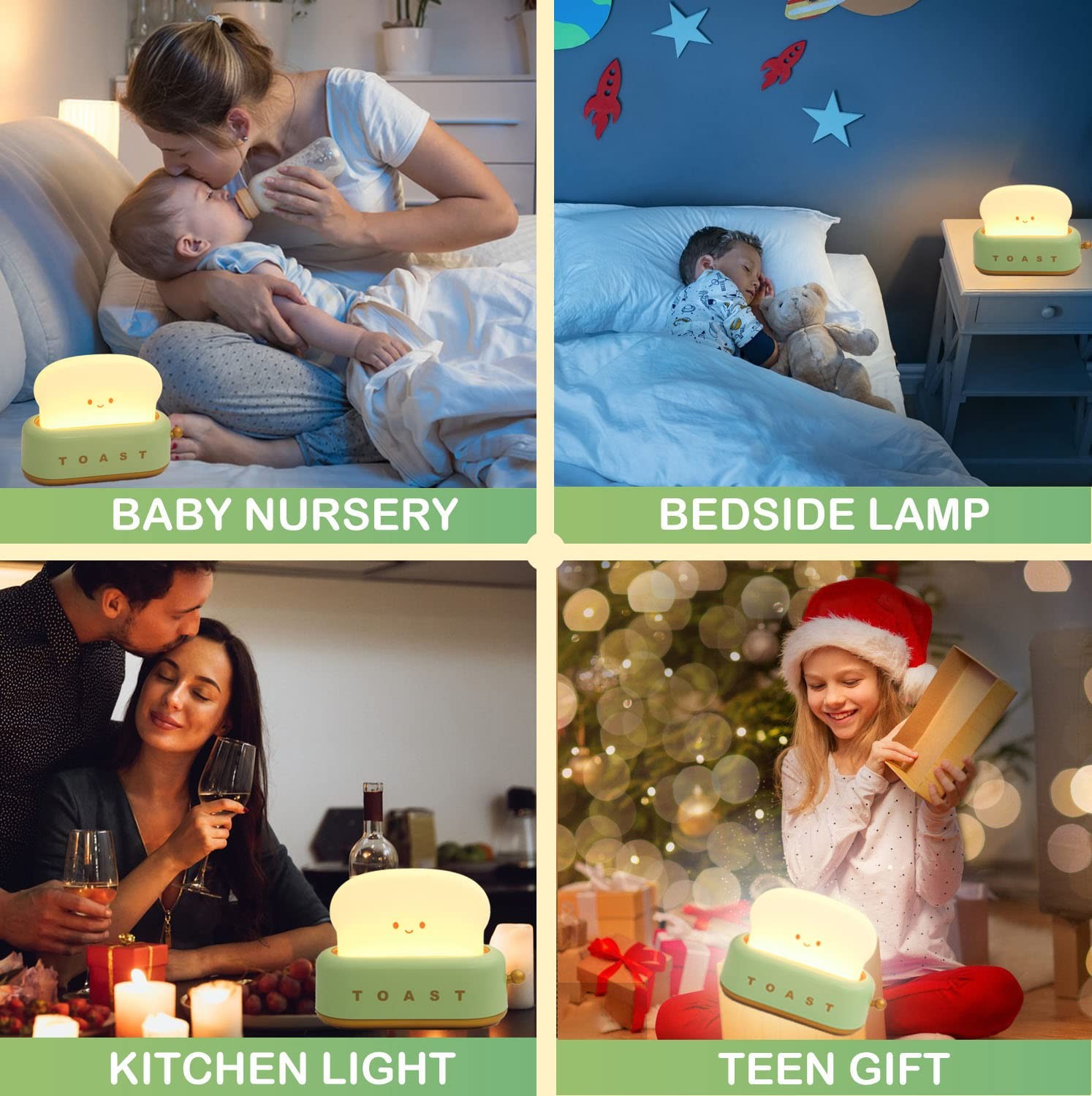 Cute Toast Night Light LED Dimmable Bread Light with Timer Sleep Lamp for Bed