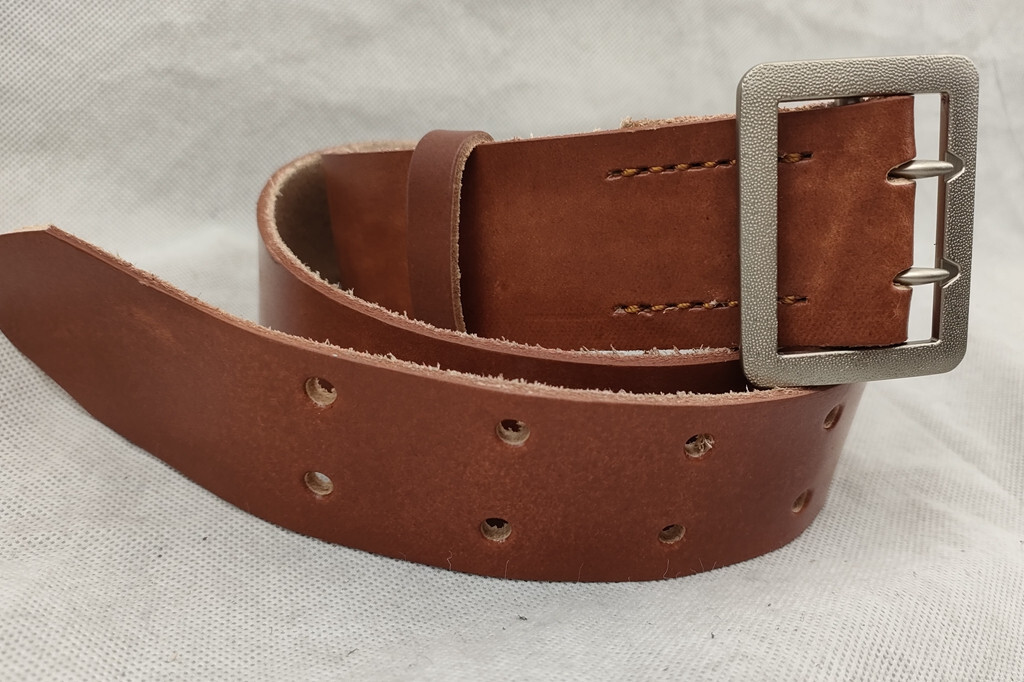 WW2 GERMAN VINTAGE OFFICER DOUBLE CLAW BROWN AUTHENTIC LEATHER BELT SIZE XL