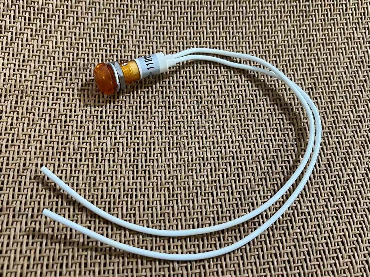 10xAmber Yellow 10mm Mounting Hole 110V Pilot Indicator LED Bulb Light with Wire