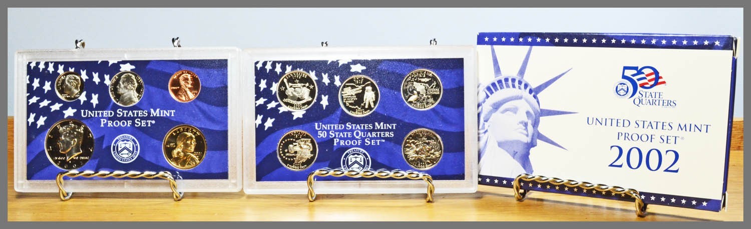 Lot of 5 2002-S US Mint Clad Proof Sets Complete with OGP & COA