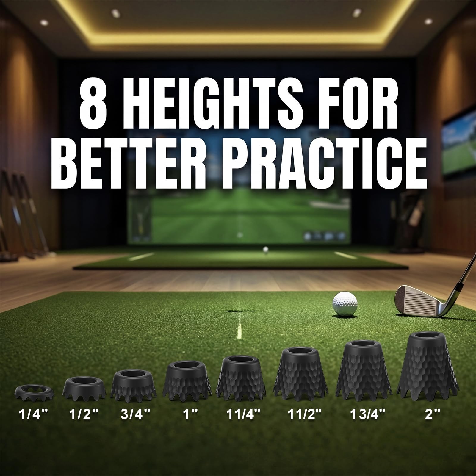 Plastic Golf Simulator Tees Indoor Practice Range Mat Accessories Height Set