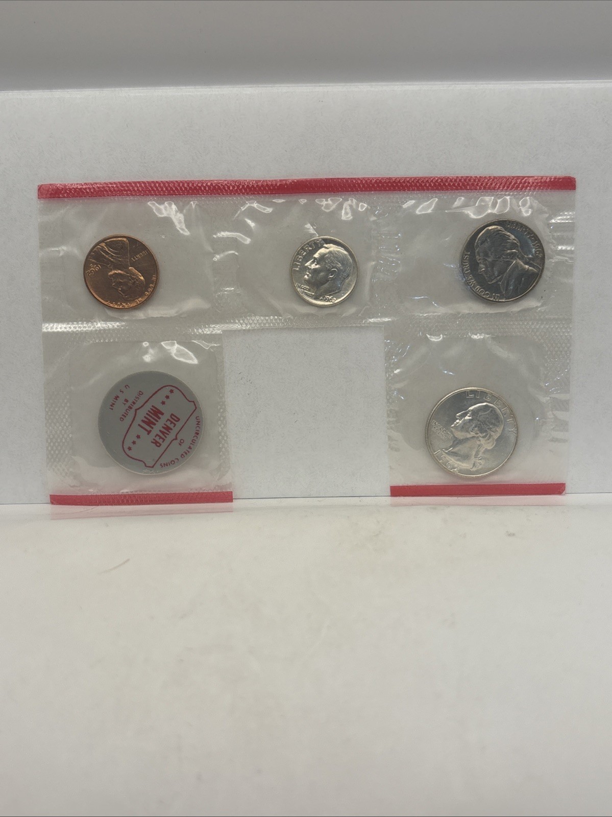 1962 Denver Mint UNCIRCULATED Set Missing Half - 90% silver quarter & dime