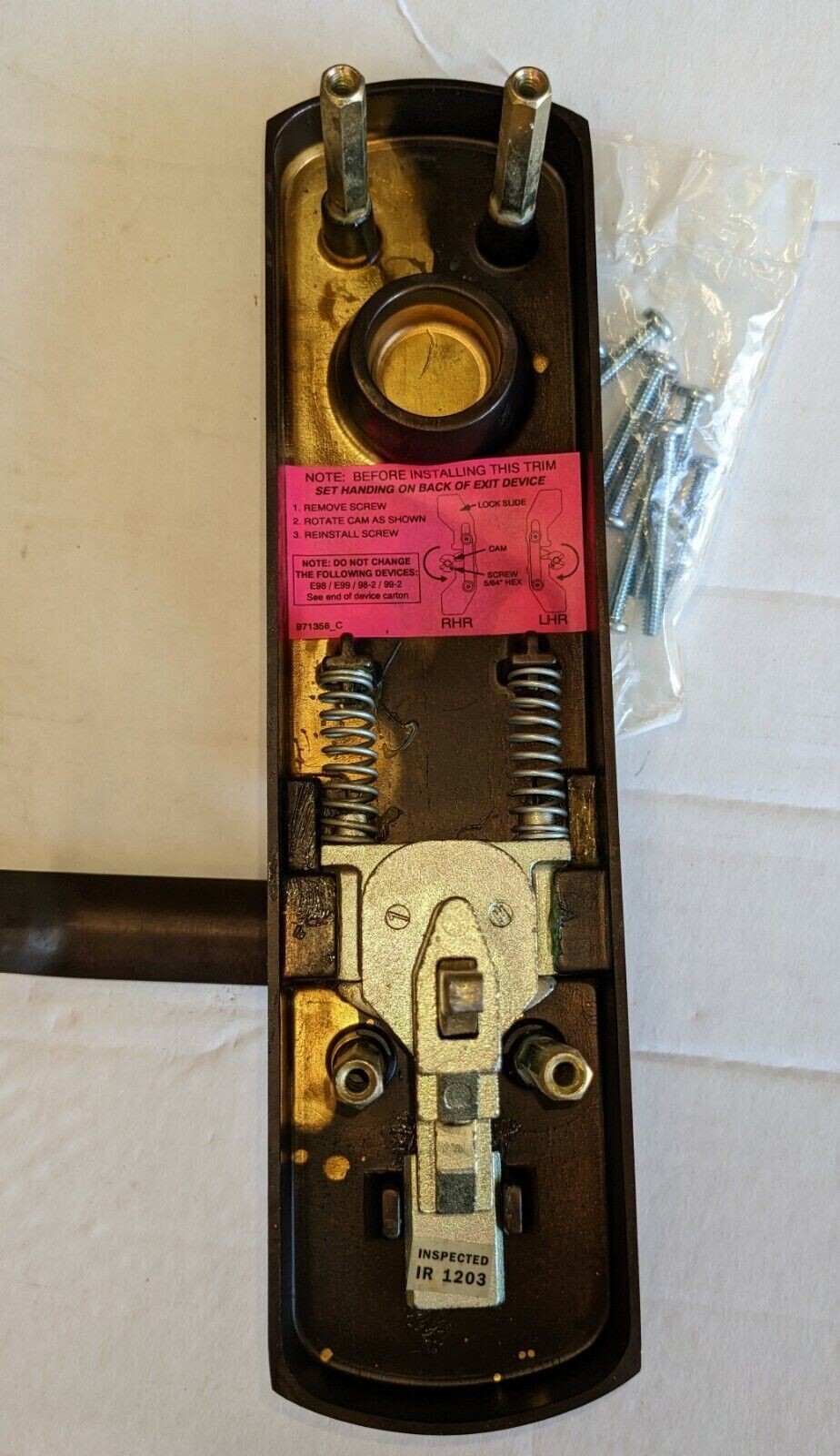 J Von Duprin 992L BE RV US10B Trim for Exit Device