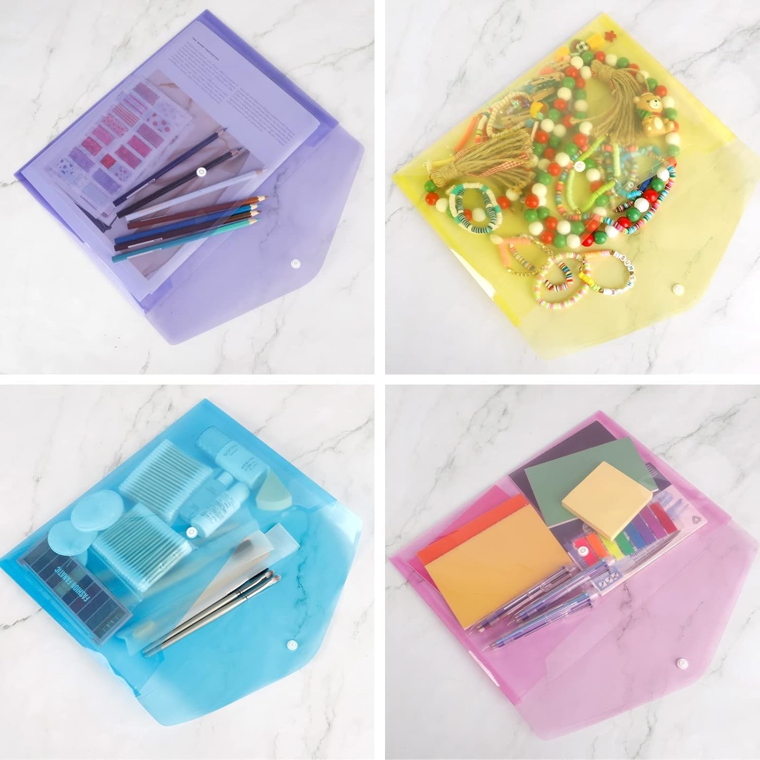 28pcs Plastic Envelopes Plastic Folders For Documents Poly Folders Rainbow