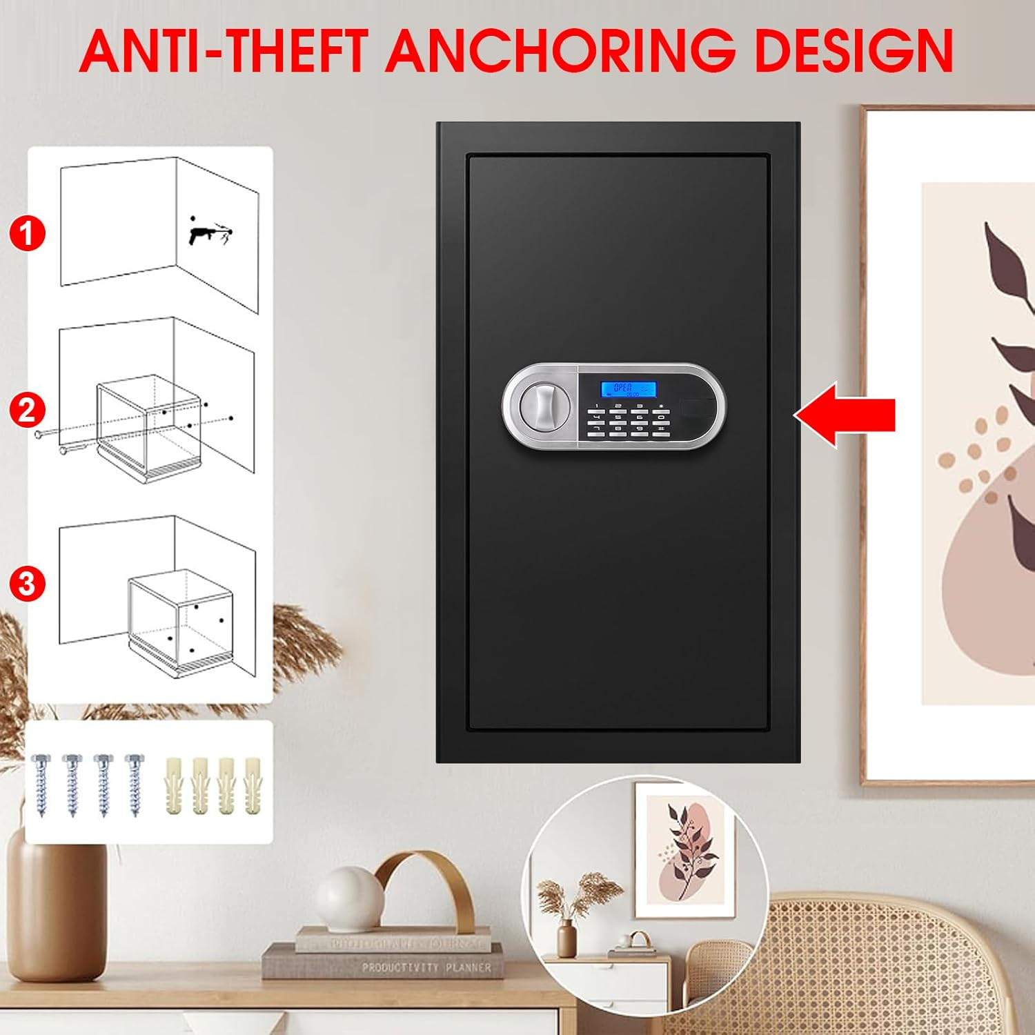 6.0 Cuft Large Fire Proof Safe for Home Documents, Safe Box Fireproof Waterproof