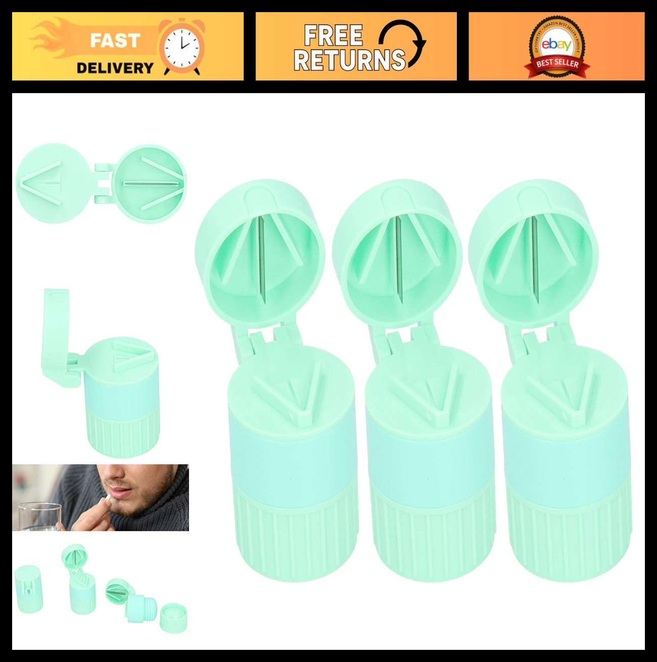 Pill Crusher Grinder for Fine Powder, Easy Tablet Storage & Portability - Green
