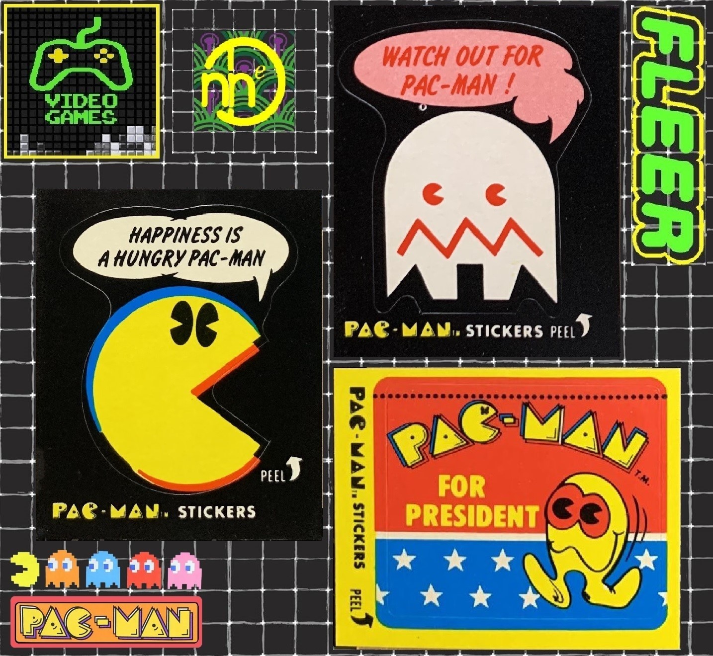 1980 Fleer Pac-Man Sticker Card Singles - Pick Choose - GUM STAINS
