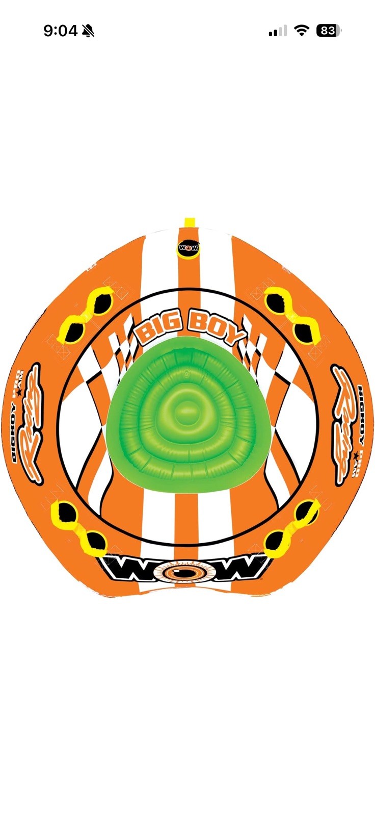 World of Watersports Big Boy 1 2 3 or 4 Person Inflatable Racing Towable Tube fo