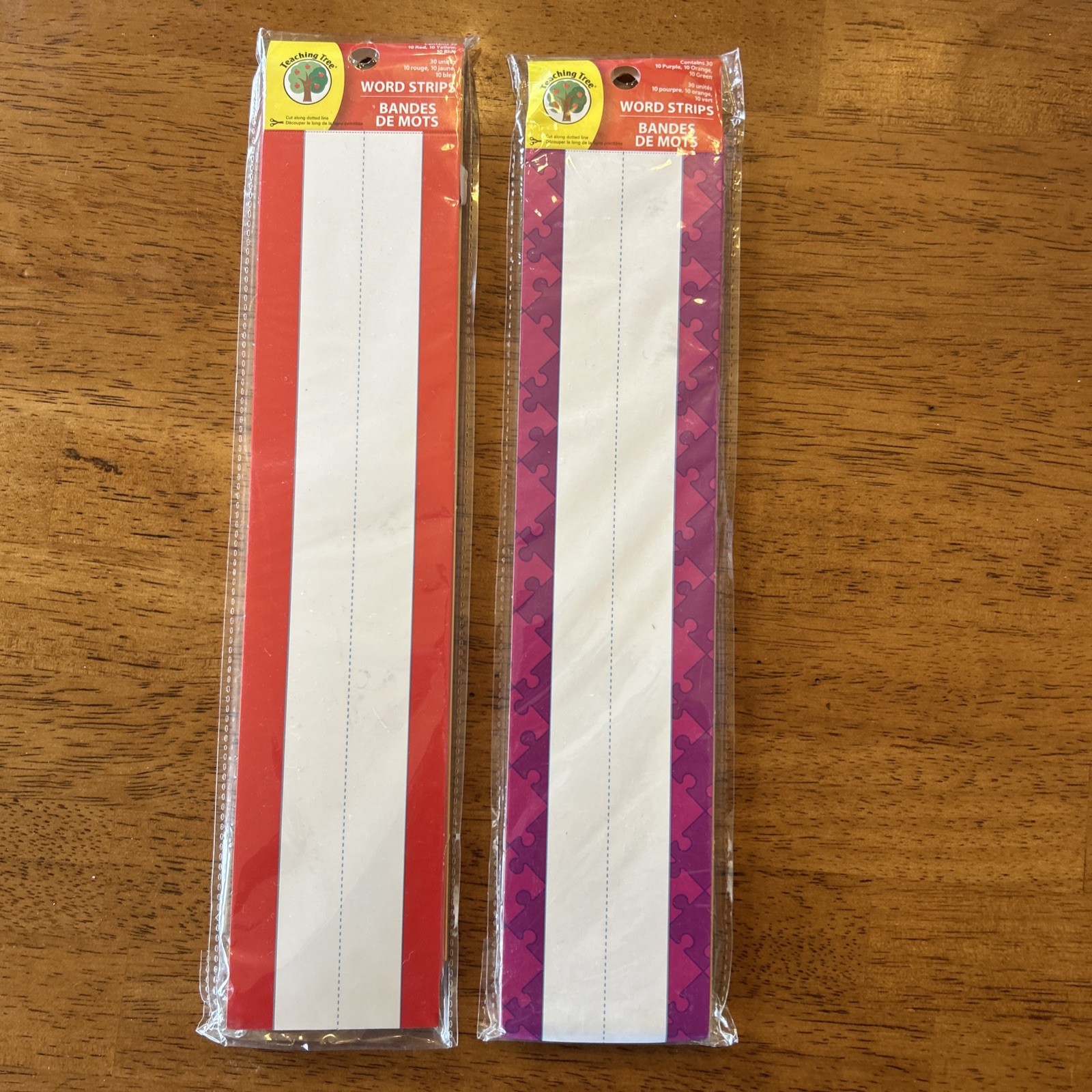 2x30 pc Teaching Tree Word Strips 11-inch x 2-inch - BLUE / RED green / purple