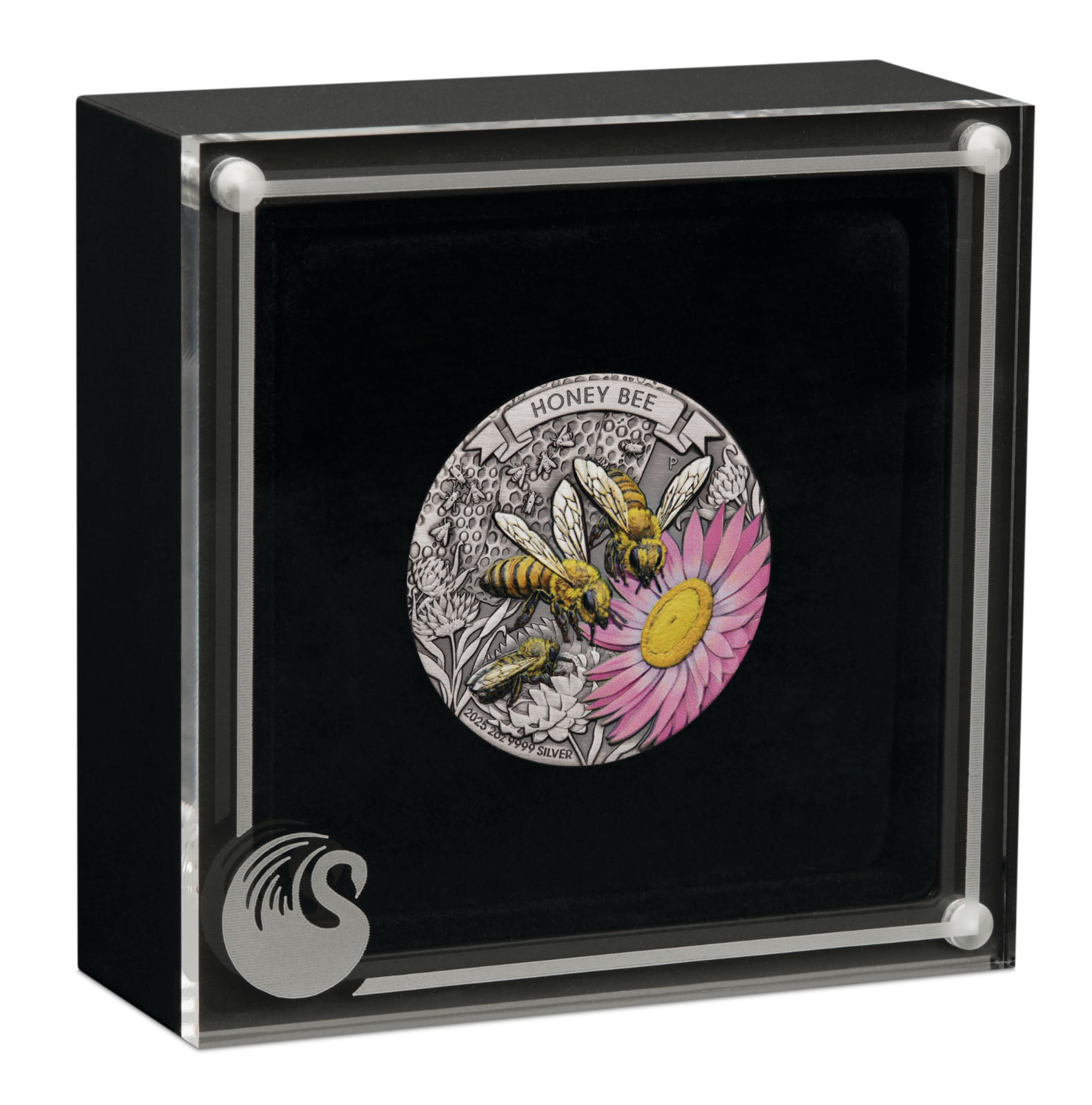 2025 HONEY BEE 2oz .9999 Silver Antiqued Colored $2 Coin