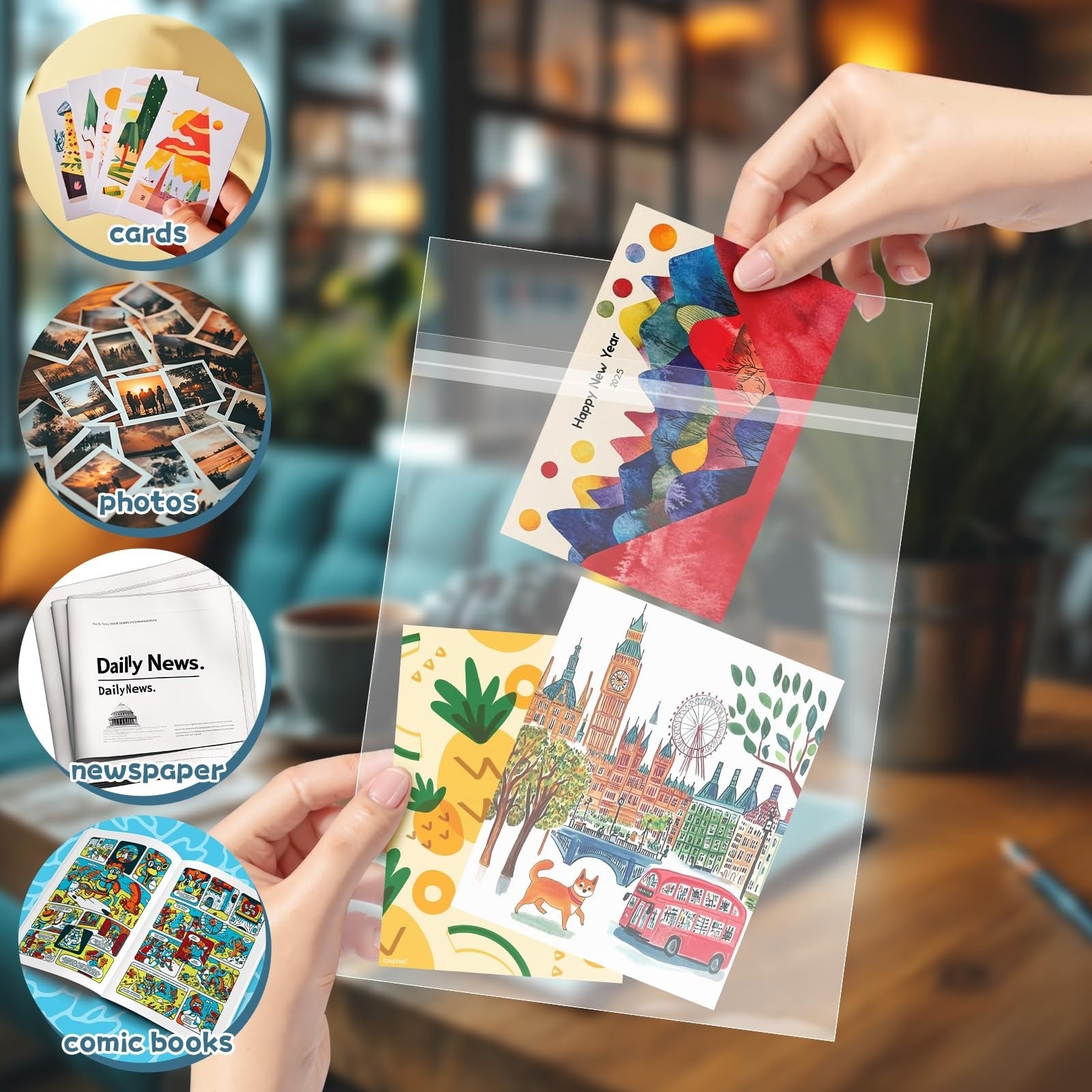 Resealable Current Size Comic Book Bags 100 Packs Clear Self Sealing Sleeves New