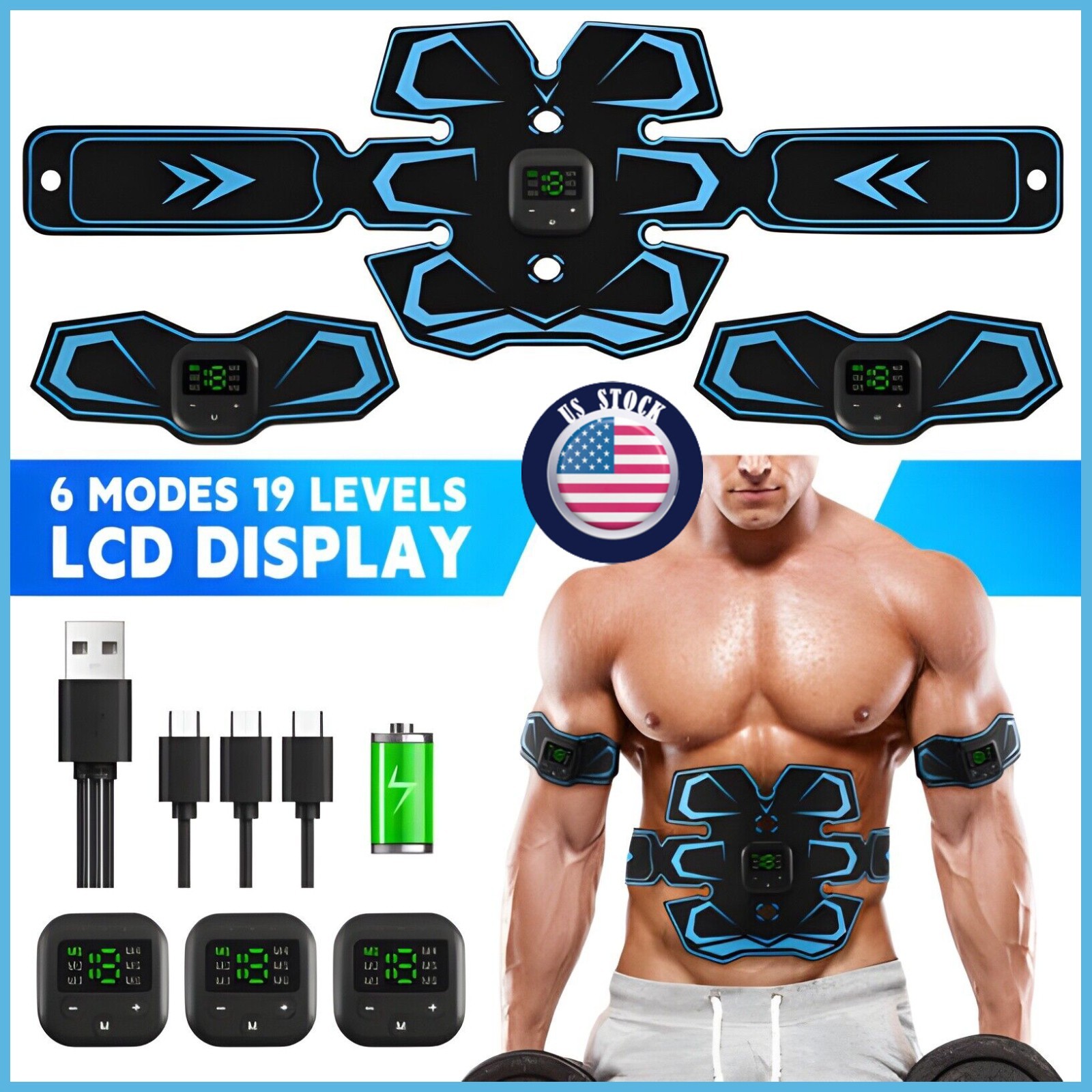 2026 Muscle Stimulator EMS Ab Trainer Tens Men Portable Stimulater Abs Massager