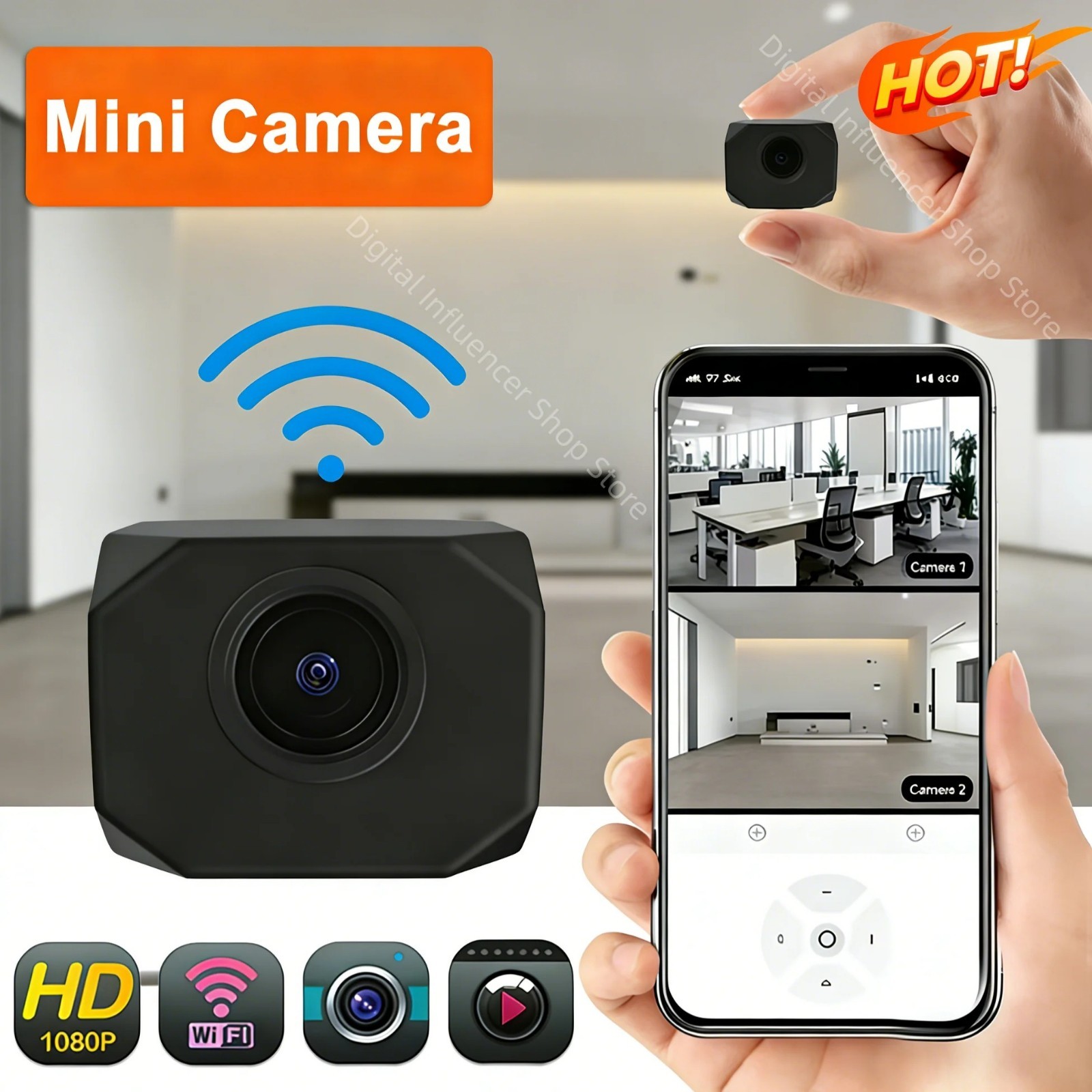 Mini Camera WiFi 1080P HD Smart Home Security Portable IP Cam Remote Monitoring