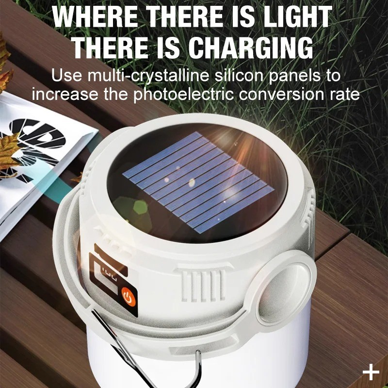 Solar Rechargeable LED Camping Lantern USB Flashlight Emergency Tent Light