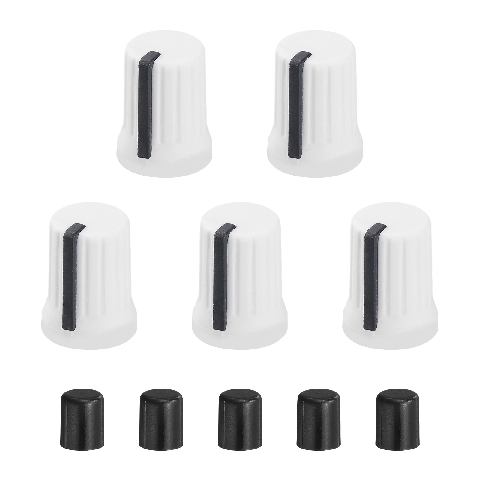 5pcs Potentiometer Knobs,Rubber Guitar Volume Tone Rotary Knob(White Black)