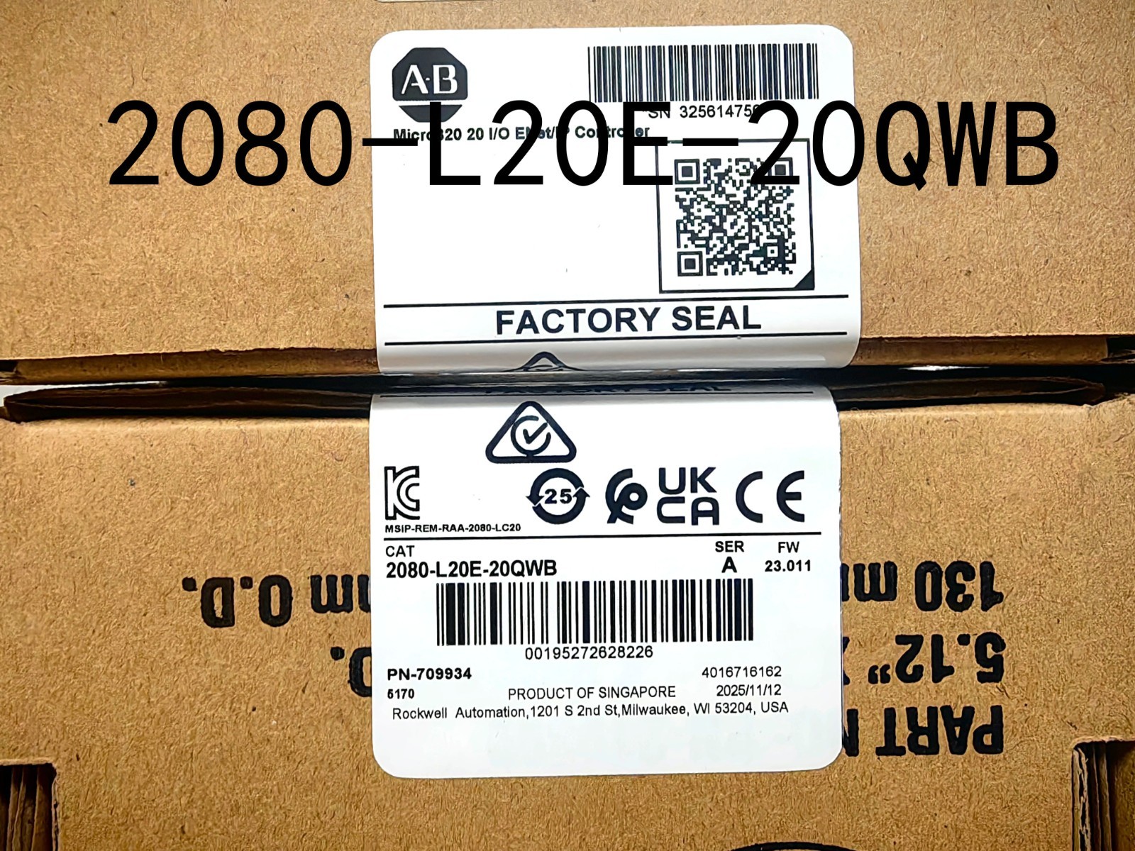 2025 New Allen-Bradley 2080-L20E-20QWB SER A Micro820 20 I/O ENet/IP Controller