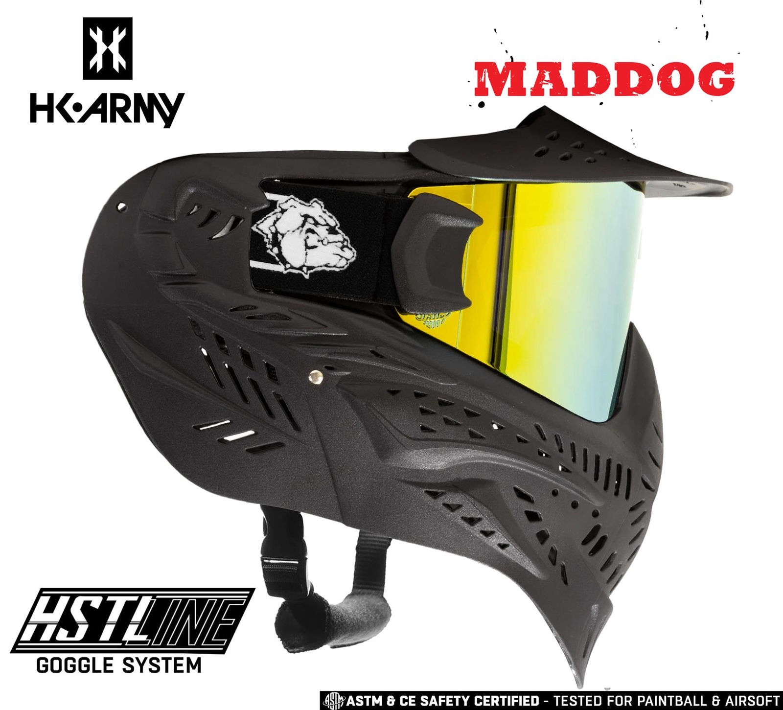 Maddog HK Army HSTL Paintball Mask Airsoft Goggle w/ Thermal Anti-Fog GOLD Lens