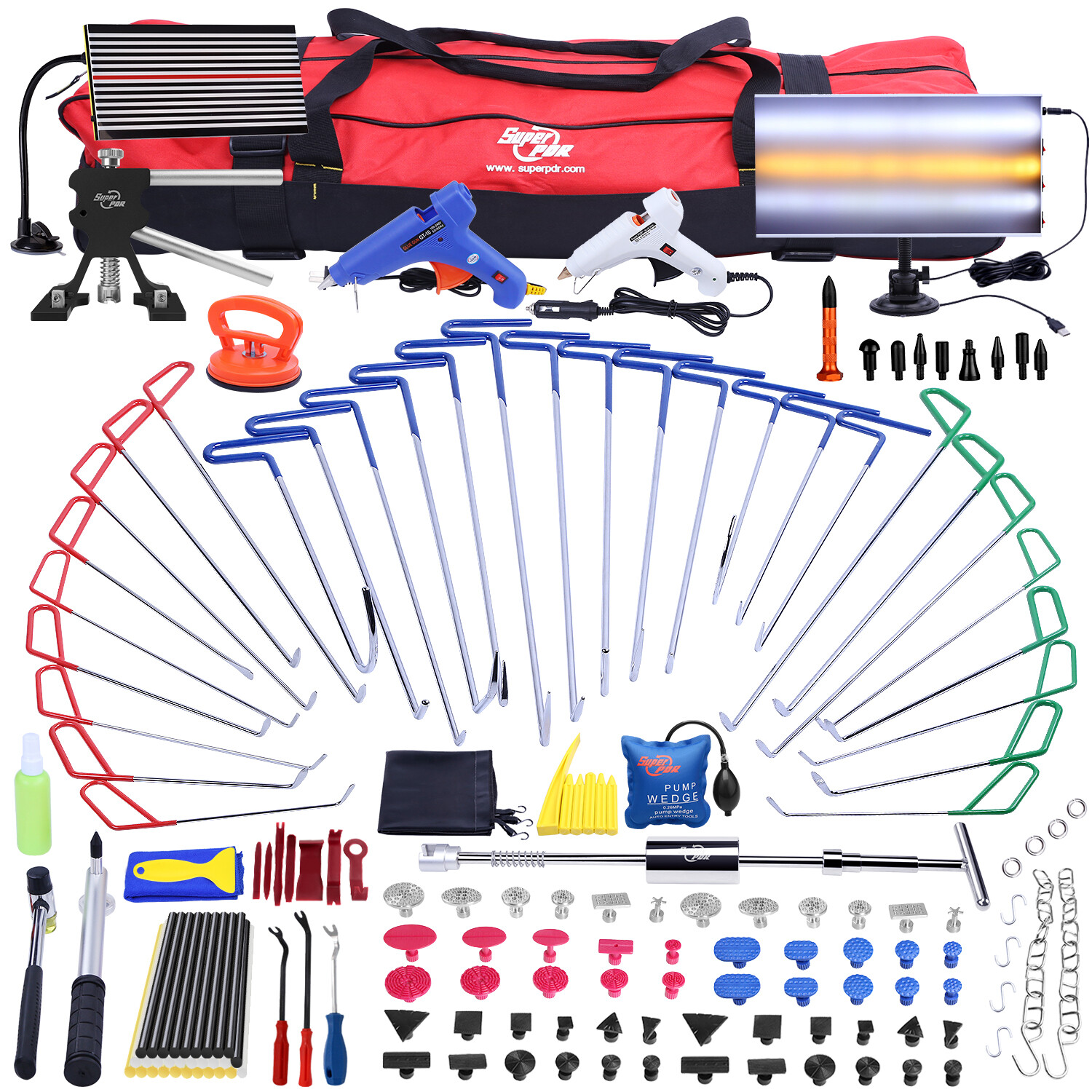 PDR All Set Car Dent Paintless Repair Kits Tools Puller Push Rods Removal Body