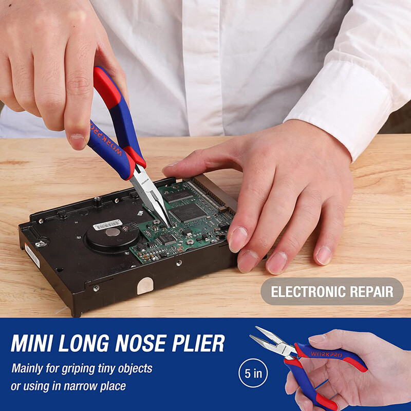 WORKPRO Mini Pliers Set 3-Piece Small Pliers Tool Kit Includes 4” Diagonal Plier