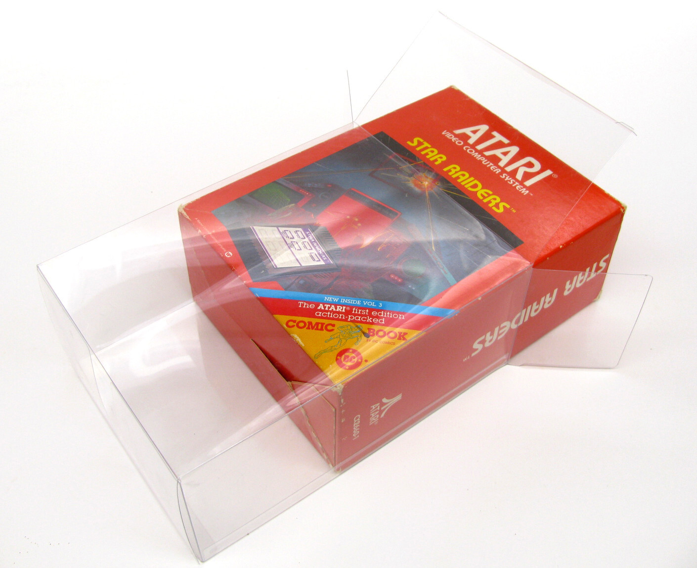 1X CLEAR PLASTIC PROTECTIVE BOX SLEEVE FOR ATARI 2600 BIG STAR RAIDERS (SIZE C)