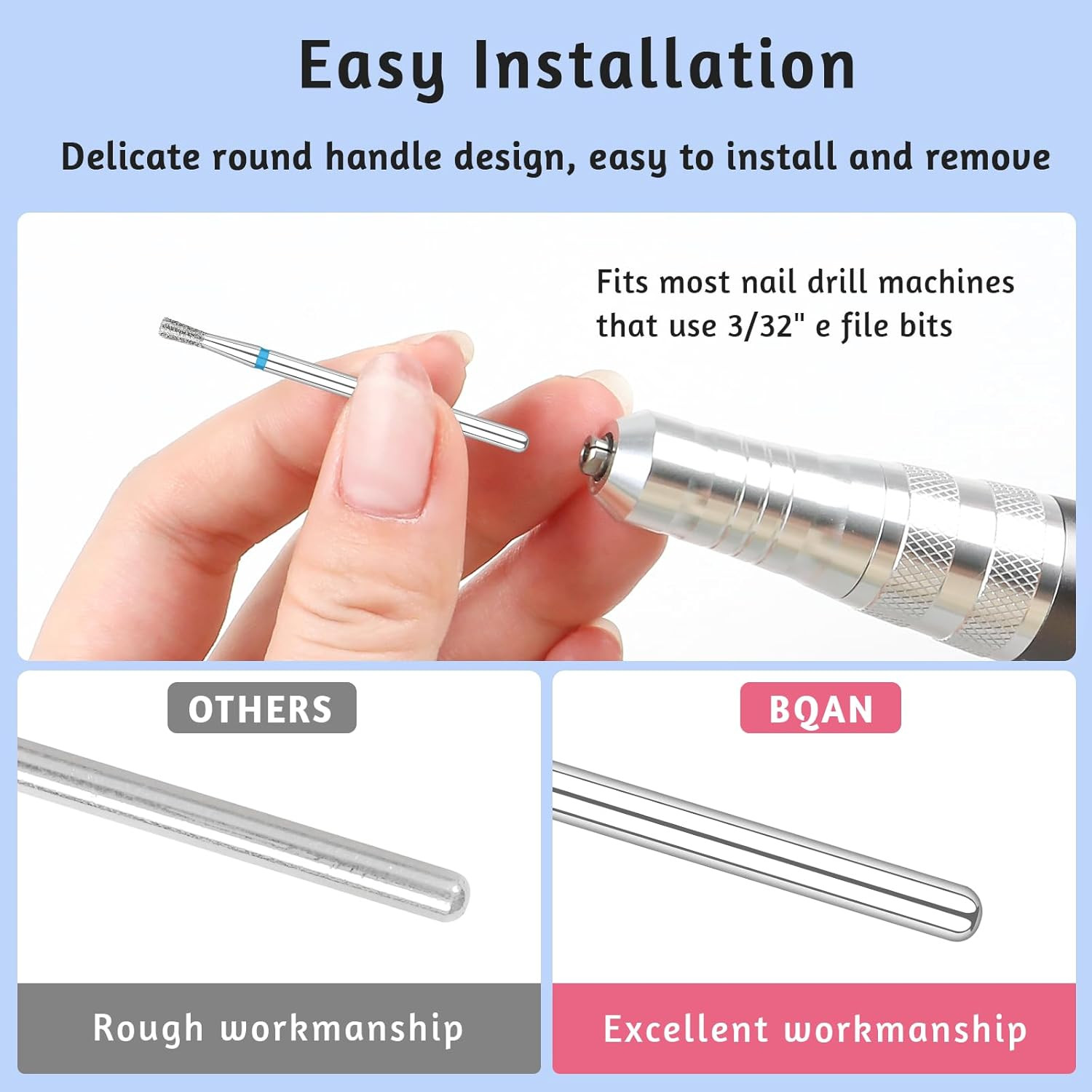 2Pcs Nail Drill Bits Diamond Cuticle Removal Bit for Acrylic Nails Manicure Nail