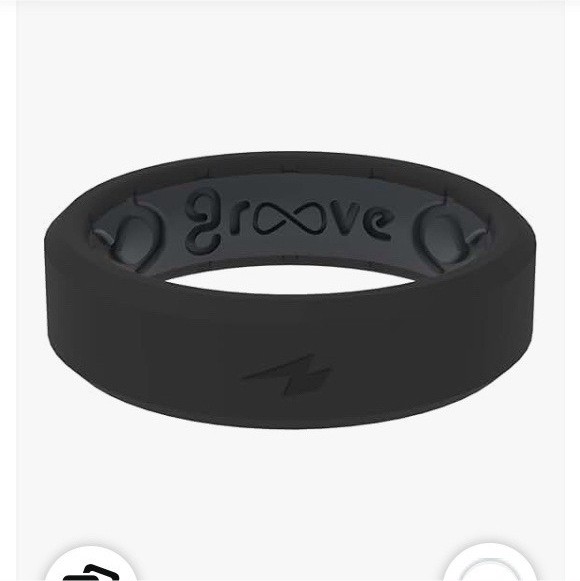 Groove Life Black Anti-Stretch Breathable Silicone Band Ring, Size 11