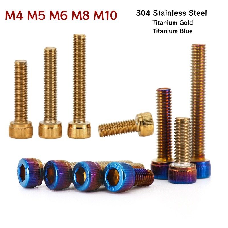 M4 M5 M6 M8 M10 Ti-plated Socket Cap Head Screws Stainless Steel Hex Allen Bolts