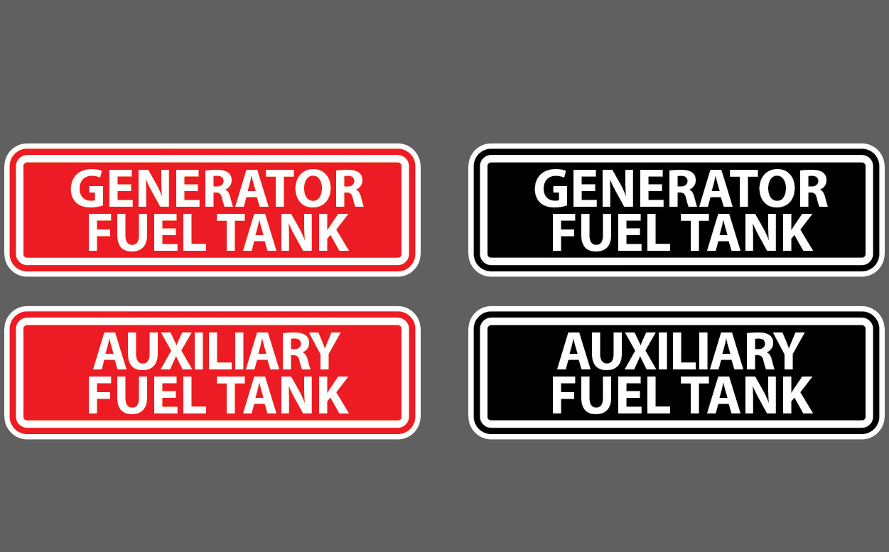Gas Tank Generator Auxiliary Fuel Tank Vinyl Graphics Decal Sticker Red or Black