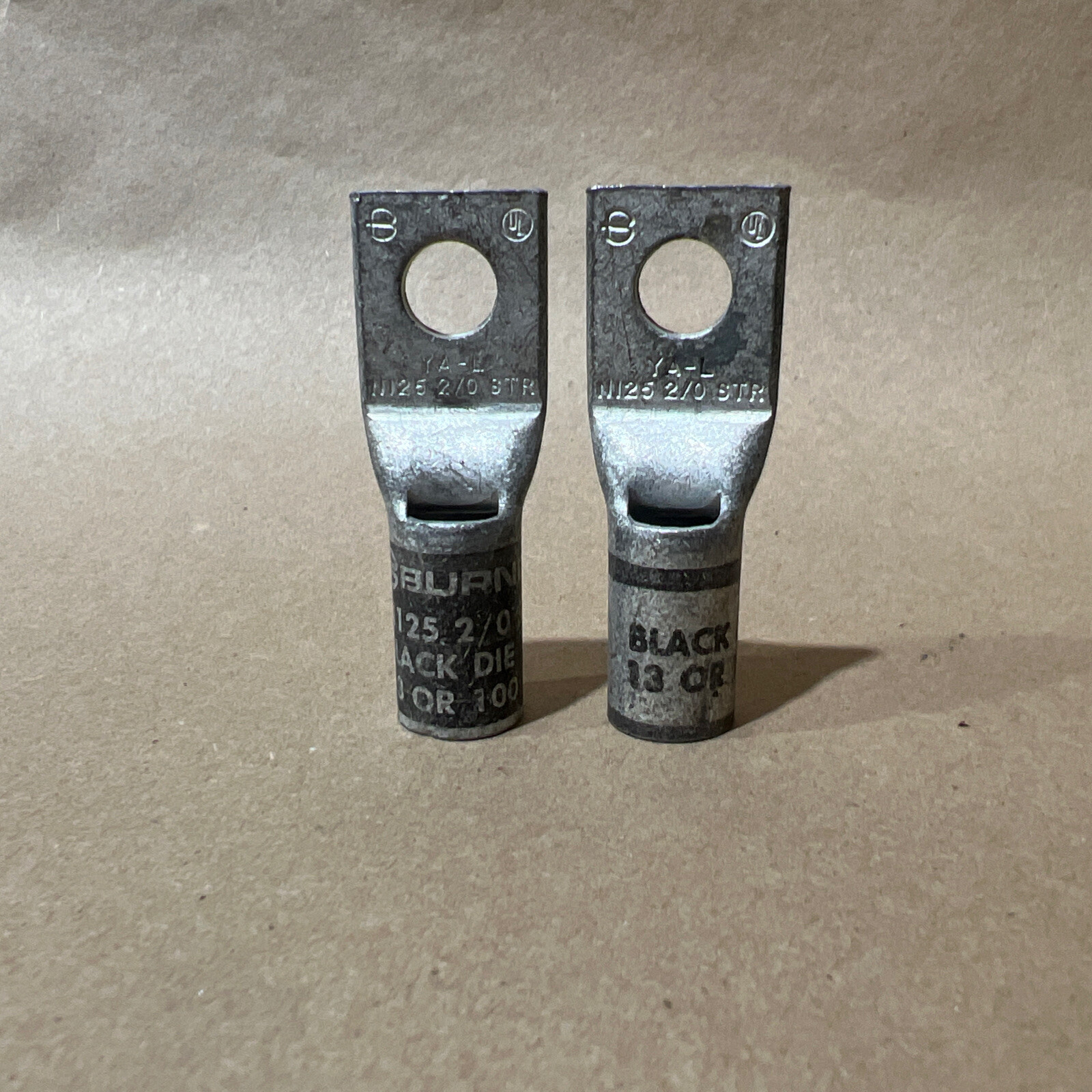NEW BURNDY LOT OF 2 TERMINAL N125/0 N1250 BLACK DIE 13 OR 100