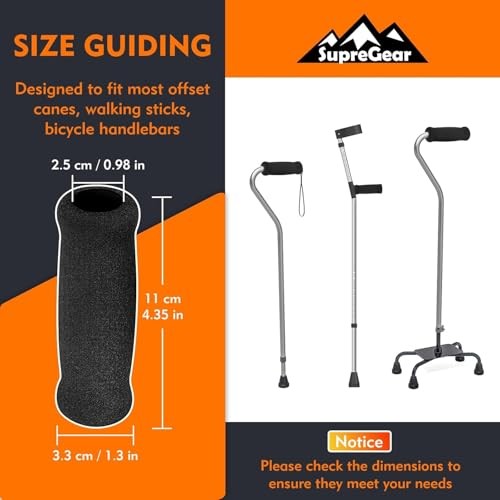 ‌ Cane Crips - 4-Pack Non-Slip Replacement Foam Handles for Black
